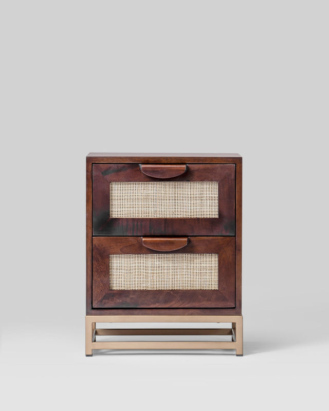 Bristol Vintage Weave Rattan Bedside Table - Bedside Table - Bareeki