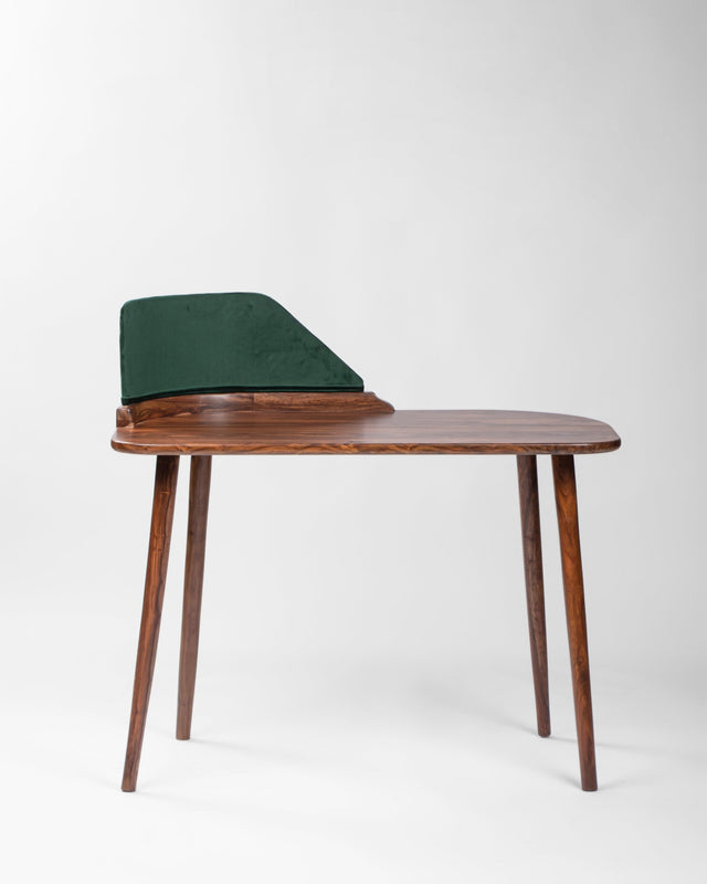 Dark Wood and Emerald Green Study Table - Study Table - Bareeki