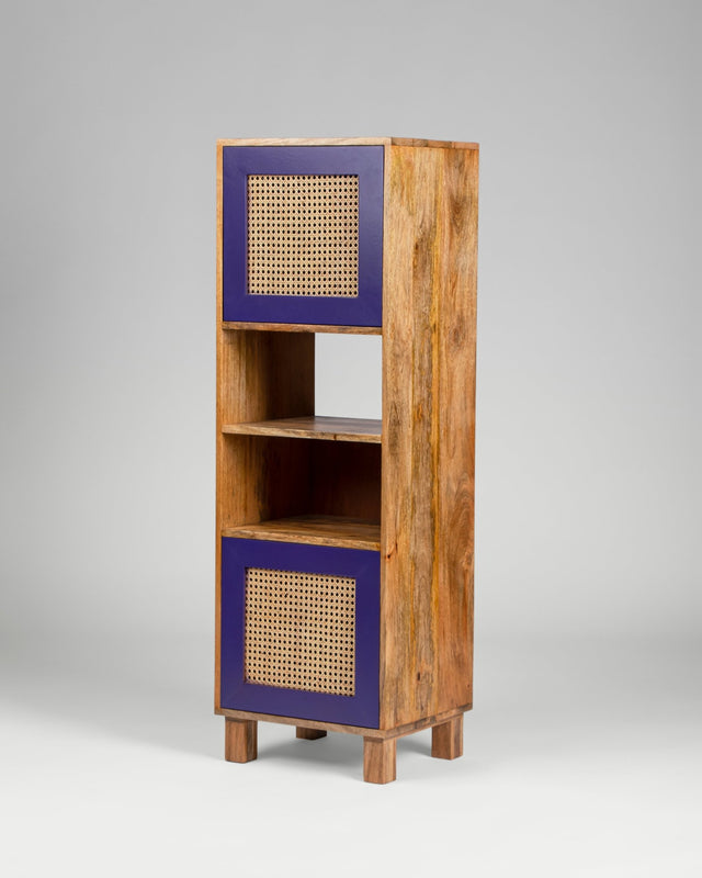 East India Company Mango Wood and Cane Bookshelf - Bookshelf - Bareeki