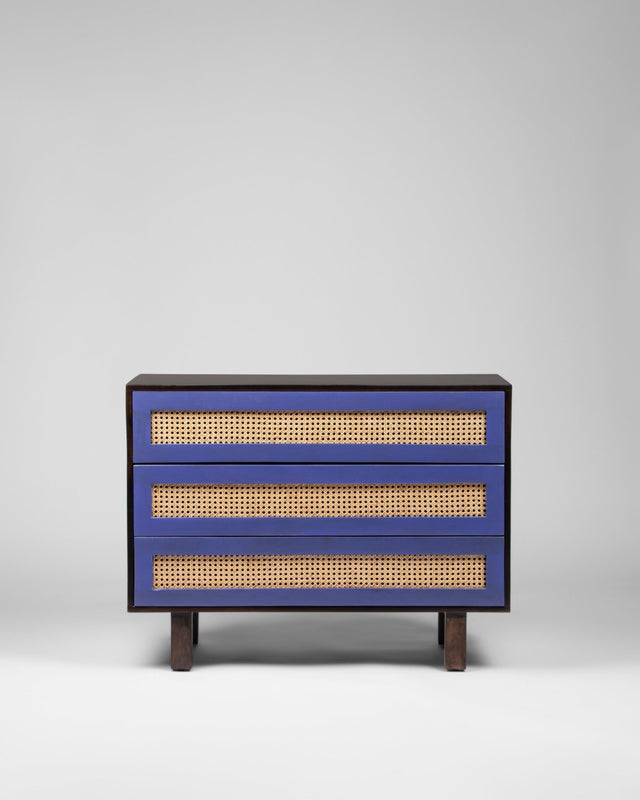 Scandinavian Contemporary Mango Wood and Cane Chest of Drawers - Chest of Drawer - Bareeki