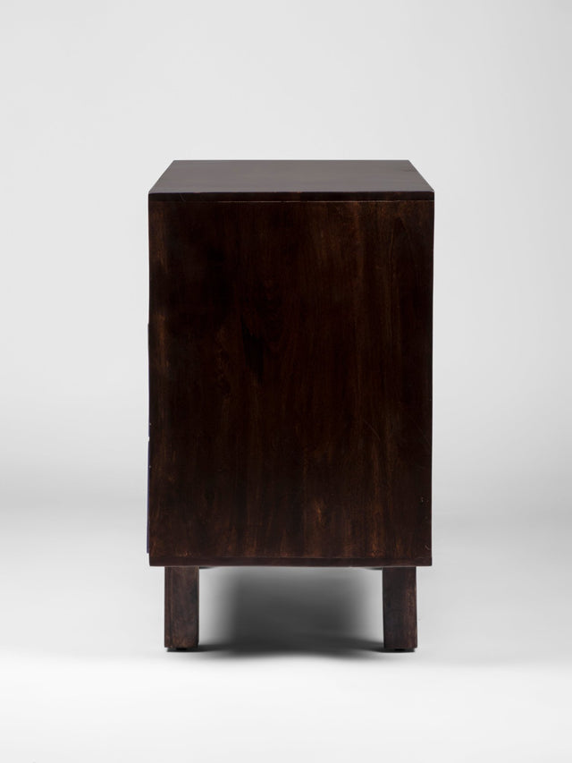 Scandinavian Contemporary Mango Wood and Cane Chest of Drawers - Chest of Drawer - Bareeki