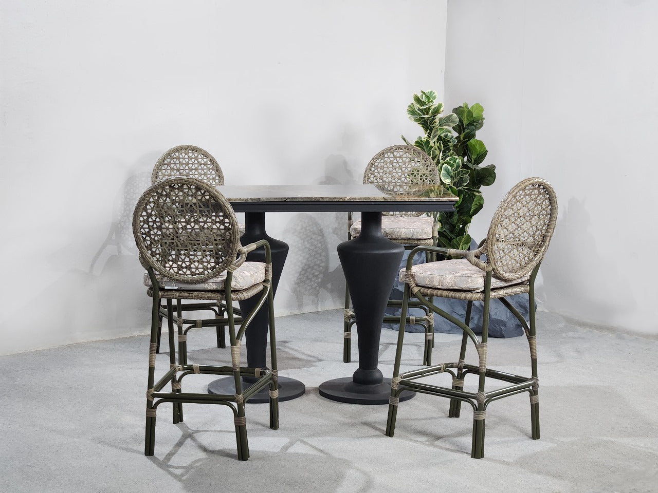Marble Rattan Rhapsody Table and Chairs