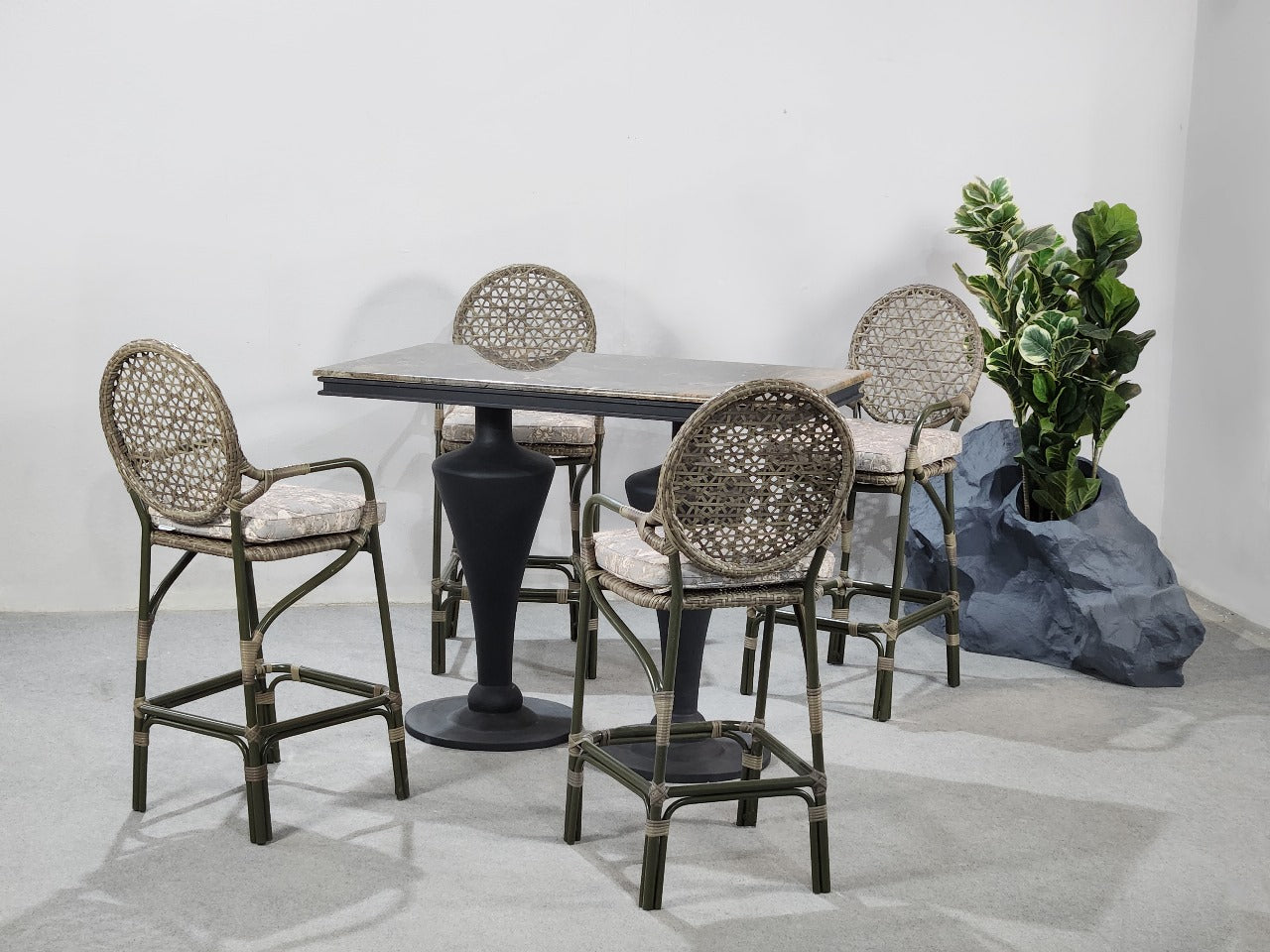 Marble Rattan Rhapsody Table and Chairs
