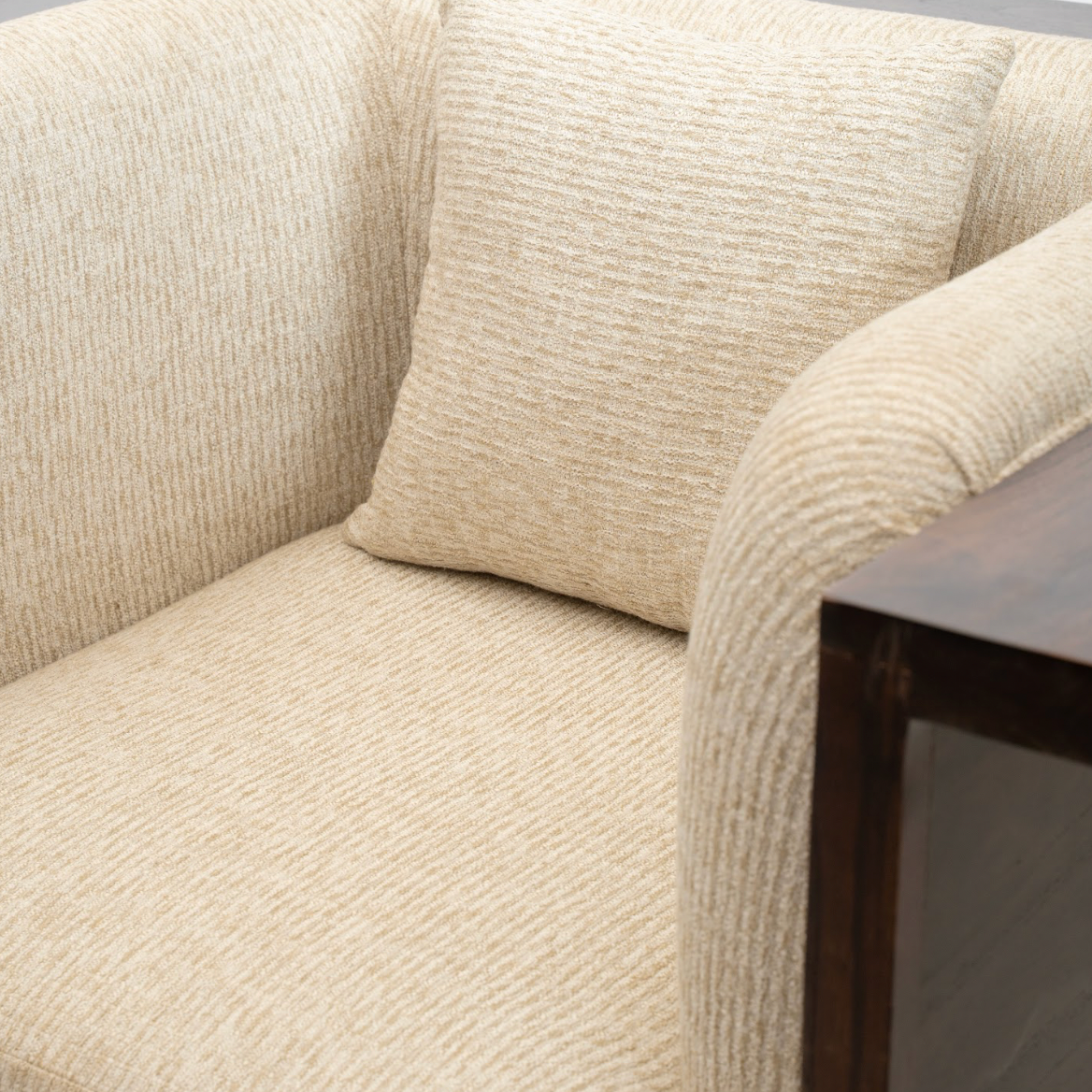 Ivory Wave Boxwood Single Seater Bouclé Sofa