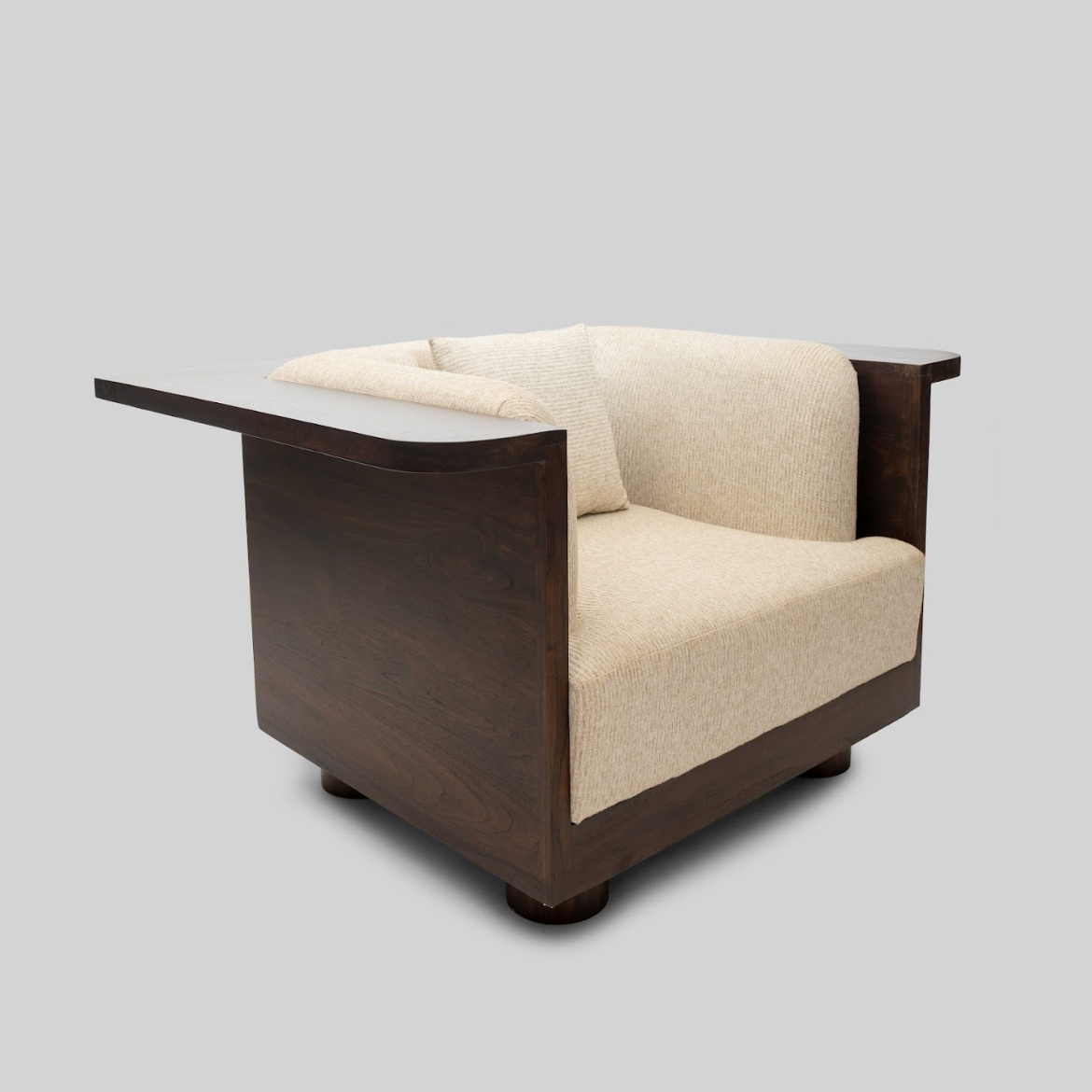 Ivory Wave Boxwood Single Seater Bouclé Sofa