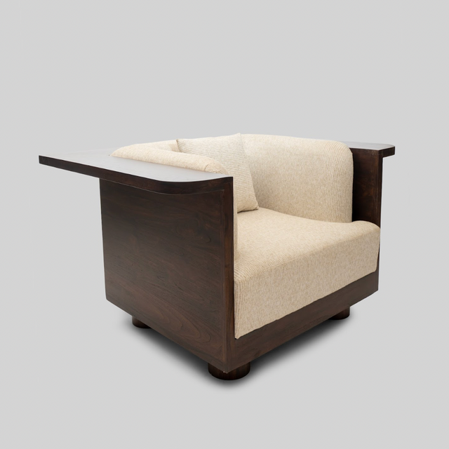 Ivory Wave Boxwood Single Seater Bouclé Sofa