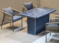 Ribbed Base Marble-Top Table
