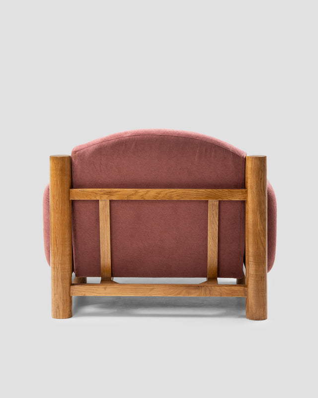 RoundHaven Teak and Bouclé Arm Chair