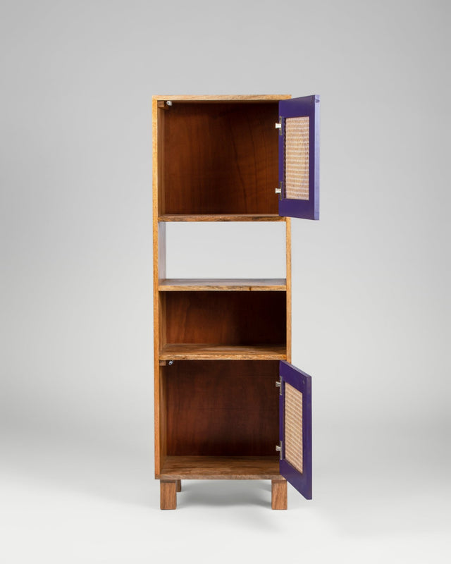 East India Company Mango Wood and Cane Bookshelf - Bookshelf - Bareeki