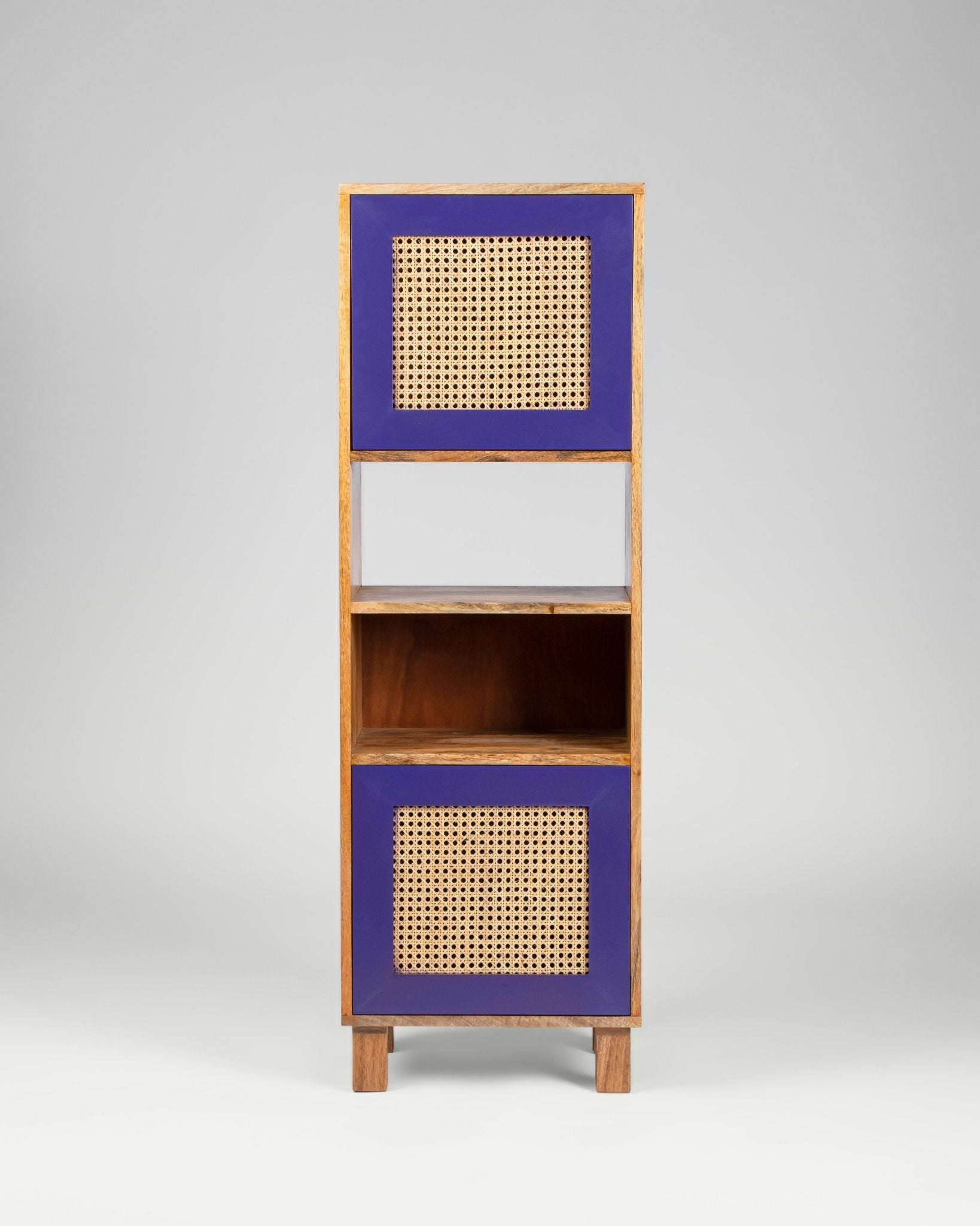 East India Company Mango Wood and Cane Bookshelf