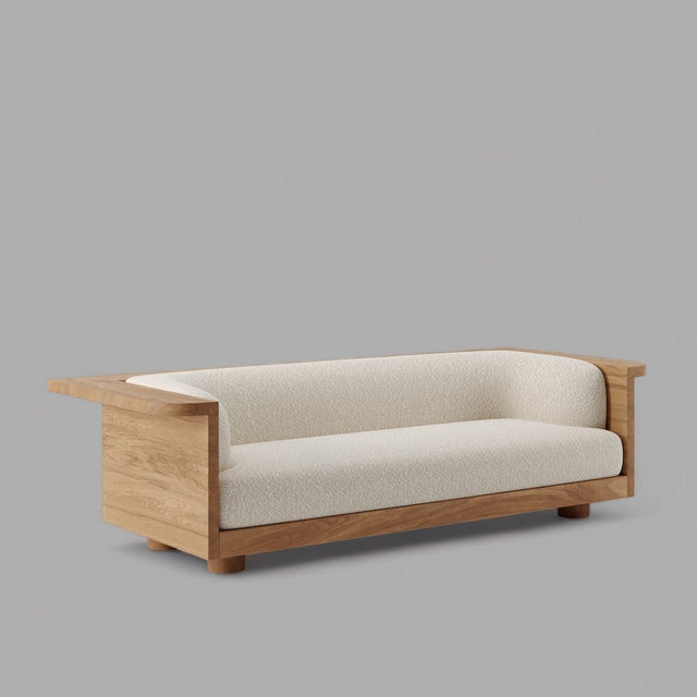 Ivory Wave Boxwood Bouclé Sofa - Bareeki