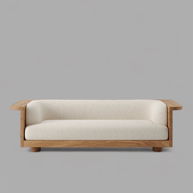 Ivory Wave Boxwood Bouclé Sofa - Bareeki