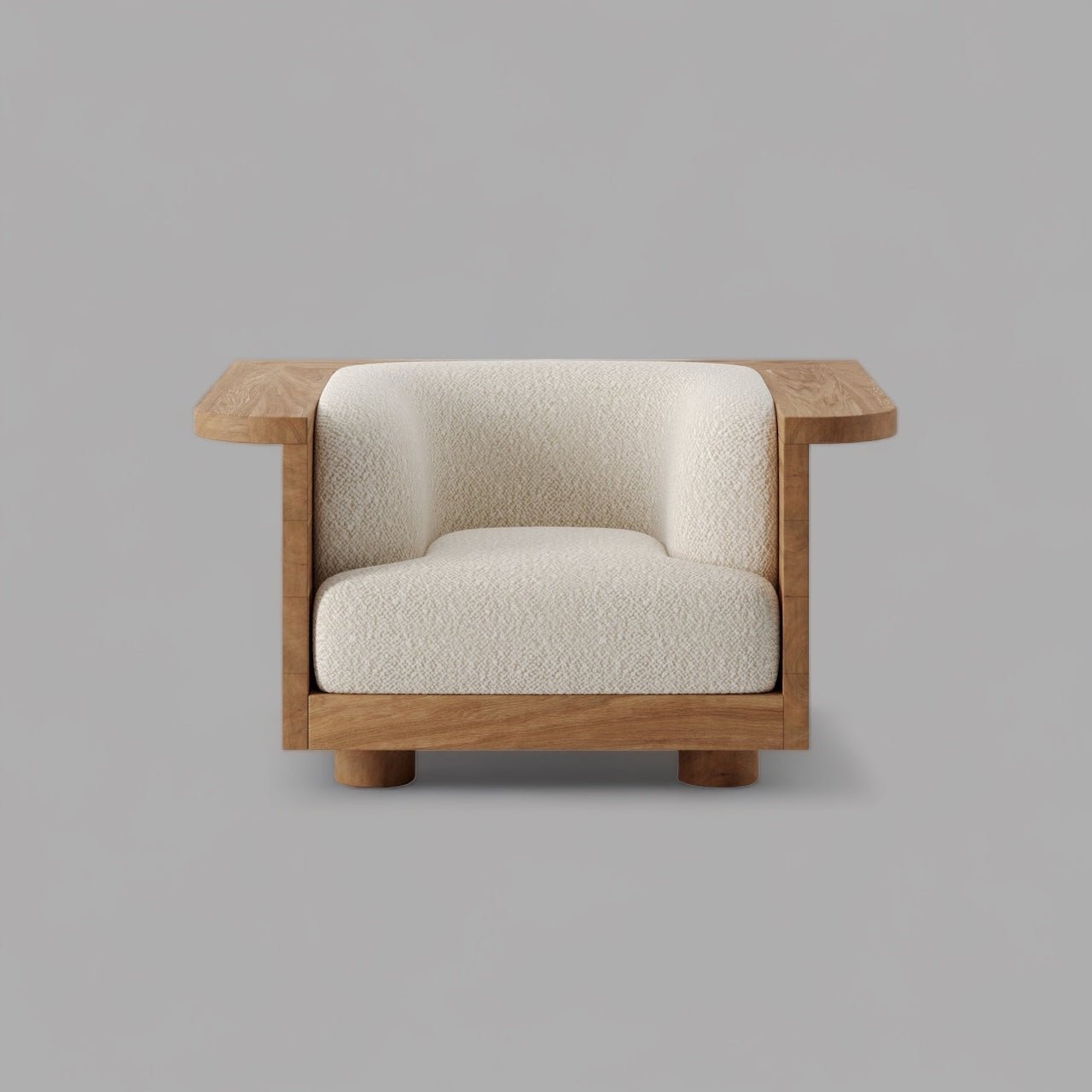Ivory Wave Boxwood Single Seater Bouclé Sofa