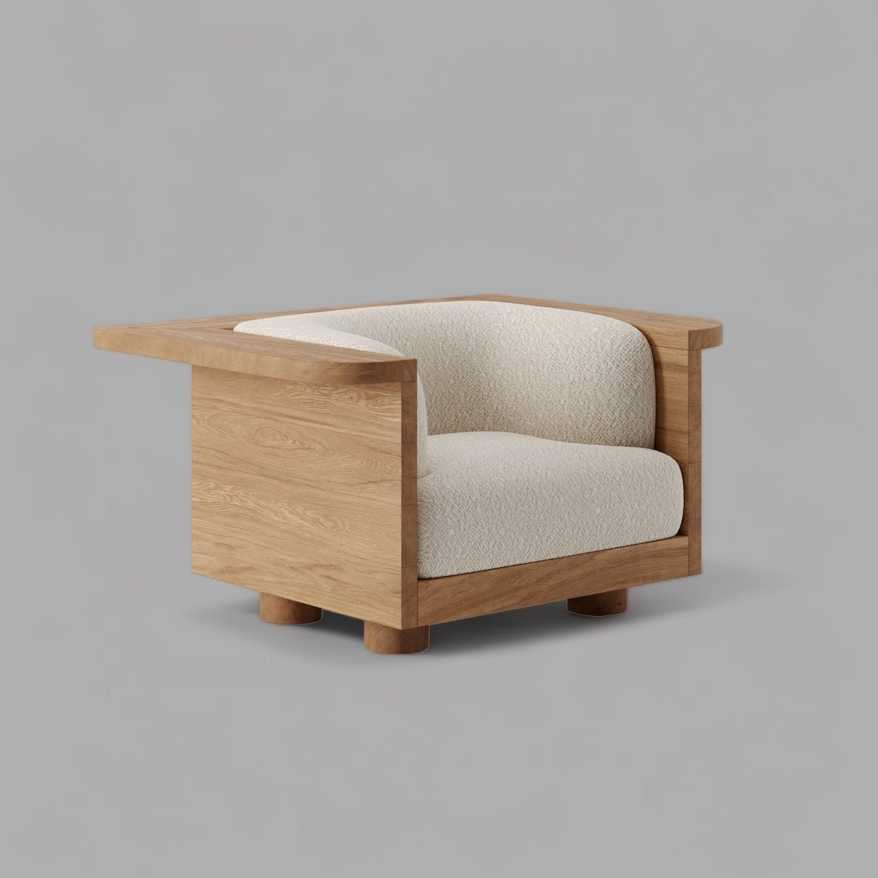 Ivory Wave Boxwood Single Seater Bouclé Sofa