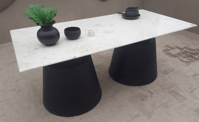 Monochrome Marvel Outdoor Stone Table - Bareeki