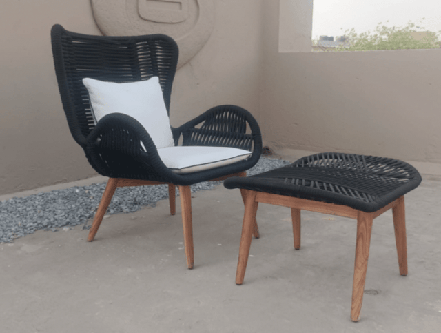 Noir Retreat Lounge Chair and Ottoman - Bareeki