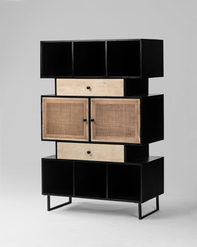 Nordic Helsinki Rattan Display & Cabinet - Cabinet - Bareeki