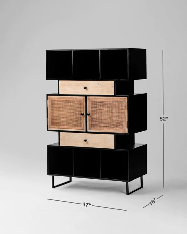 Nordic Helsinki Rattan Display & Cabinet - Cabinet - Bareeki