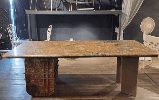 Opulent Oasis Stone & Wicker Dining Table - Bareeki