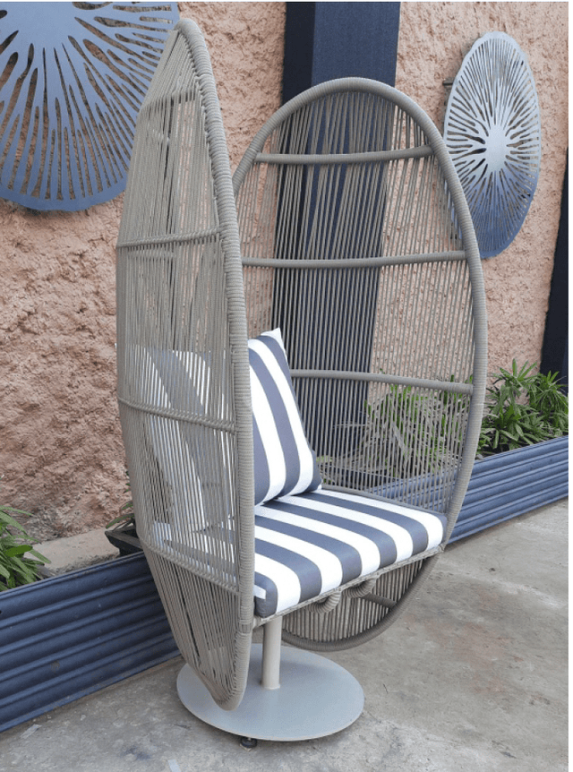 Revolving Whimsical Oval Rope Chair - Bareeki