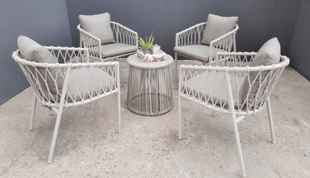 Rope Braided Patio Chair Set - Bareeki