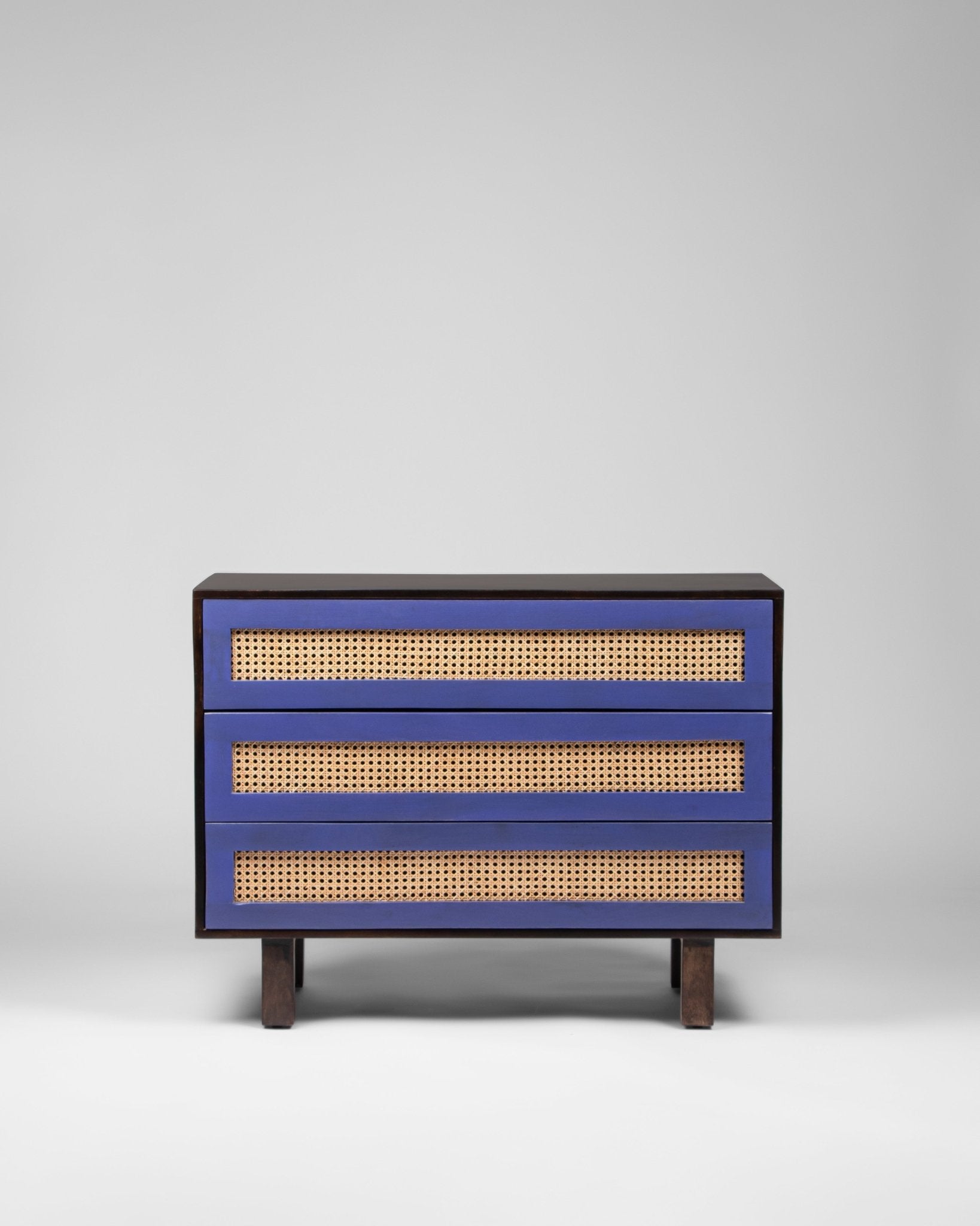 Scandinavian Contemporary Mango Wood and Cane Chest of Drawers - Chest of Drawer - Bareeki