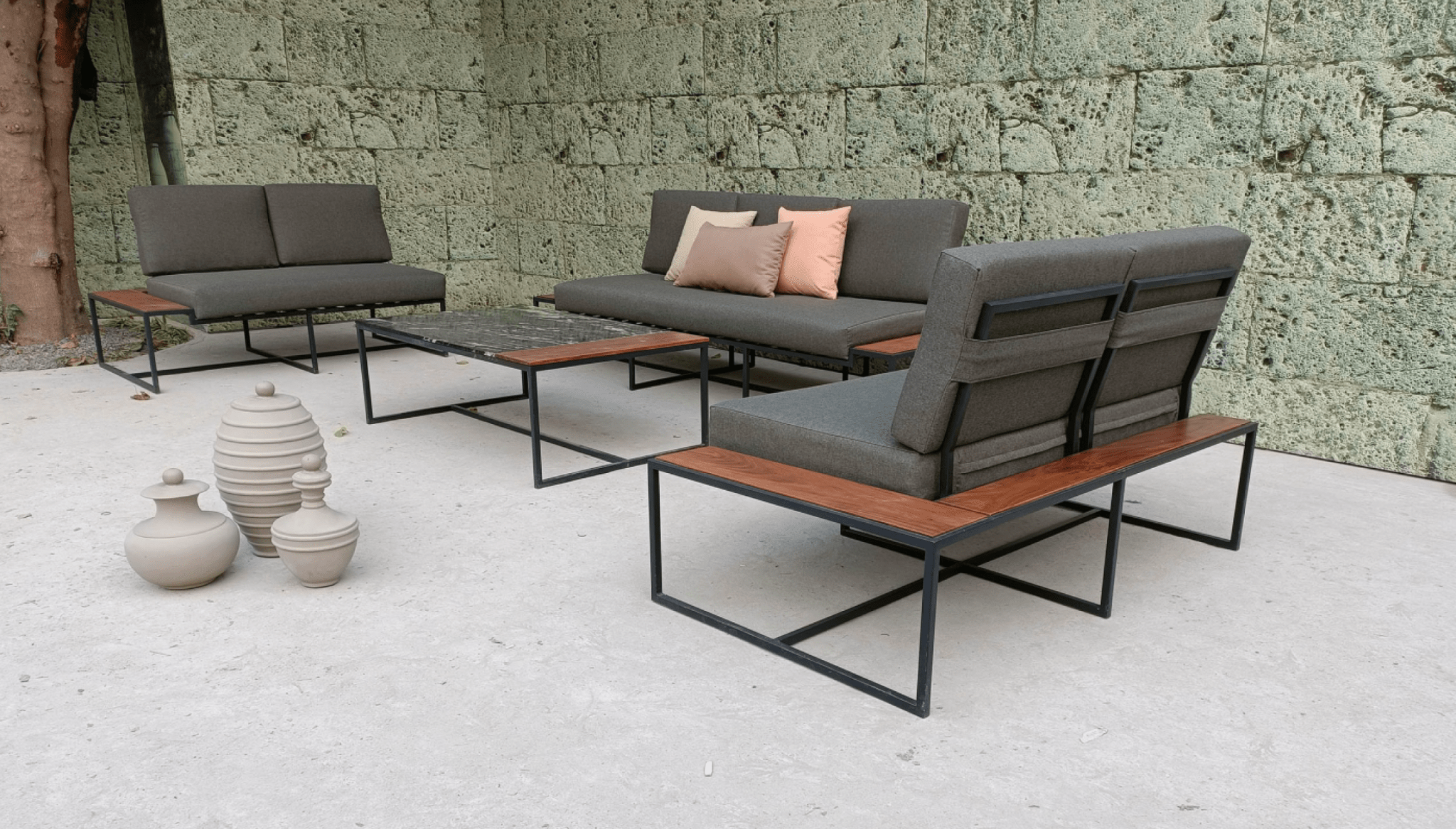 Square Terra Metal and Wood Outdoor