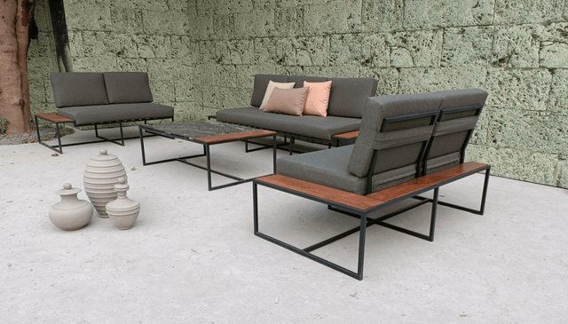 Square Terra Metal and Wood Outdoor - Bareeki