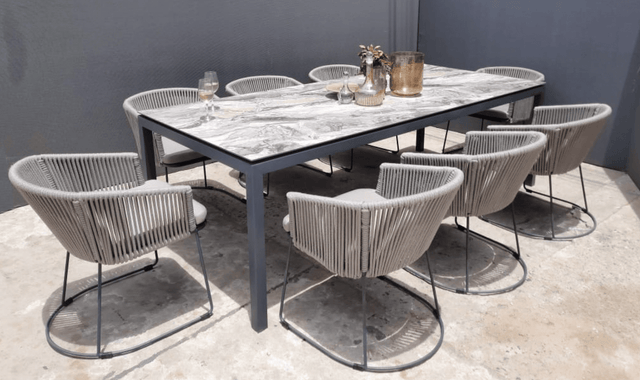 Steel and Slate Dining Elegance - Bareeki