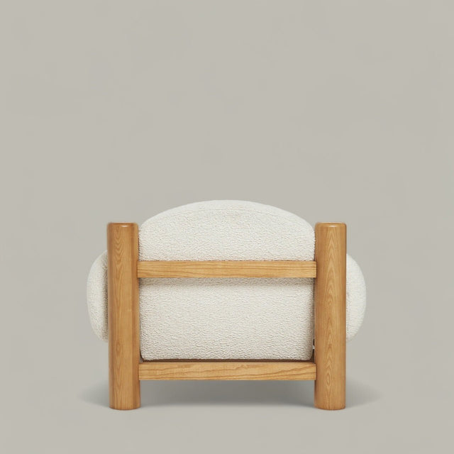 Sumptuous Round Haven Teak and Bouclé Arm Chair - Bareeki