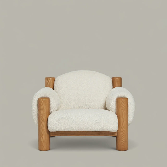 Sumptuous Round Haven Teak and Bouclé Arm Chair - Bareeki