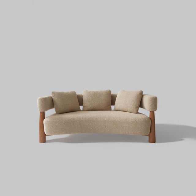 Teak Contour Cozy Bouclé Sofa - Bareeki