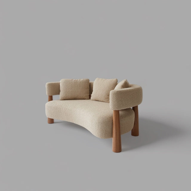 Teak Contour Cozy Bouclé Sofa - Bareeki